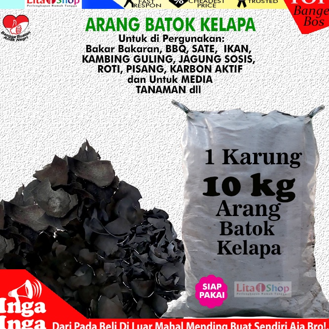 TUf arang batok kelapa karungan 1kg khusus ojol areng