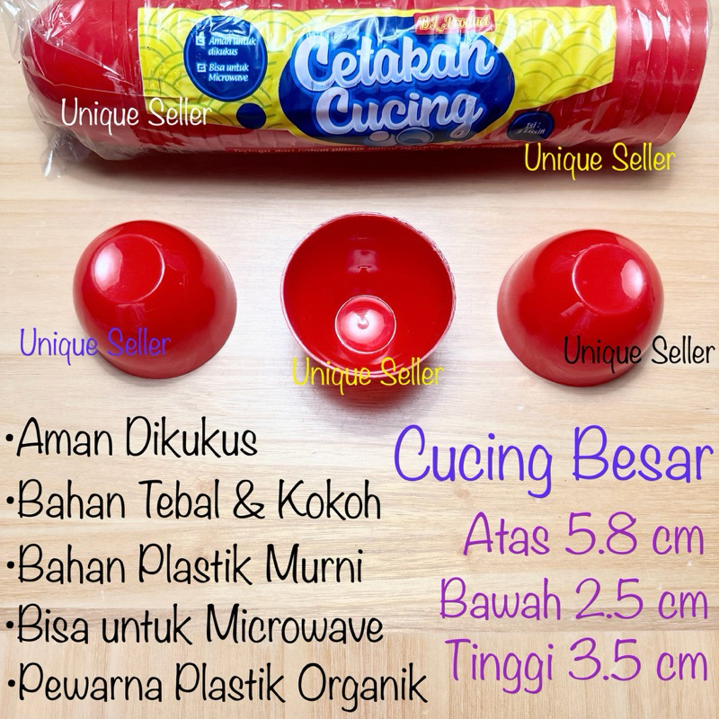 [Isi12] Cetakan Cucing Besar 5.8 cm Merah / Cetakan Kue Mangkok / Cetakan Kue Apem / Cetakan Pudding