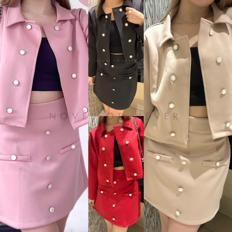 NovelOrNever BONITA SET | One Set Blazer dan Rok | One Set Korea Look Wanita Scuba Premium | Setelan