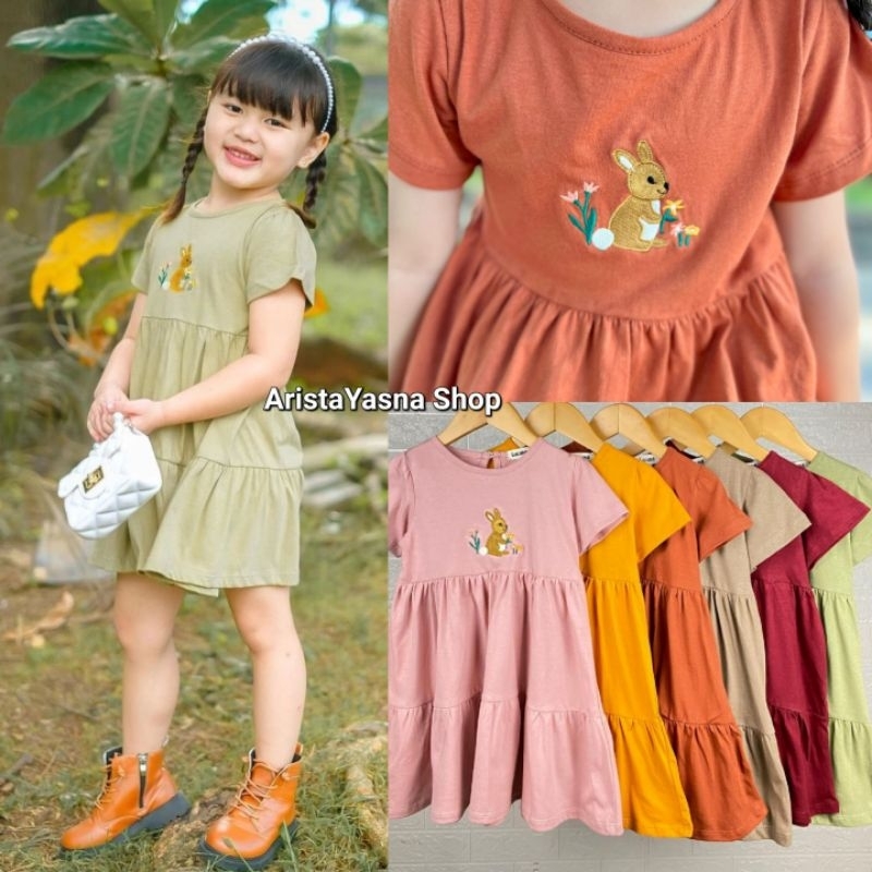 Dress Anak Lucuna Rabbit Size 1-5 Tahun - Dress Rabbit Lucuna Original Pakaian Anak Perempuan Dress 