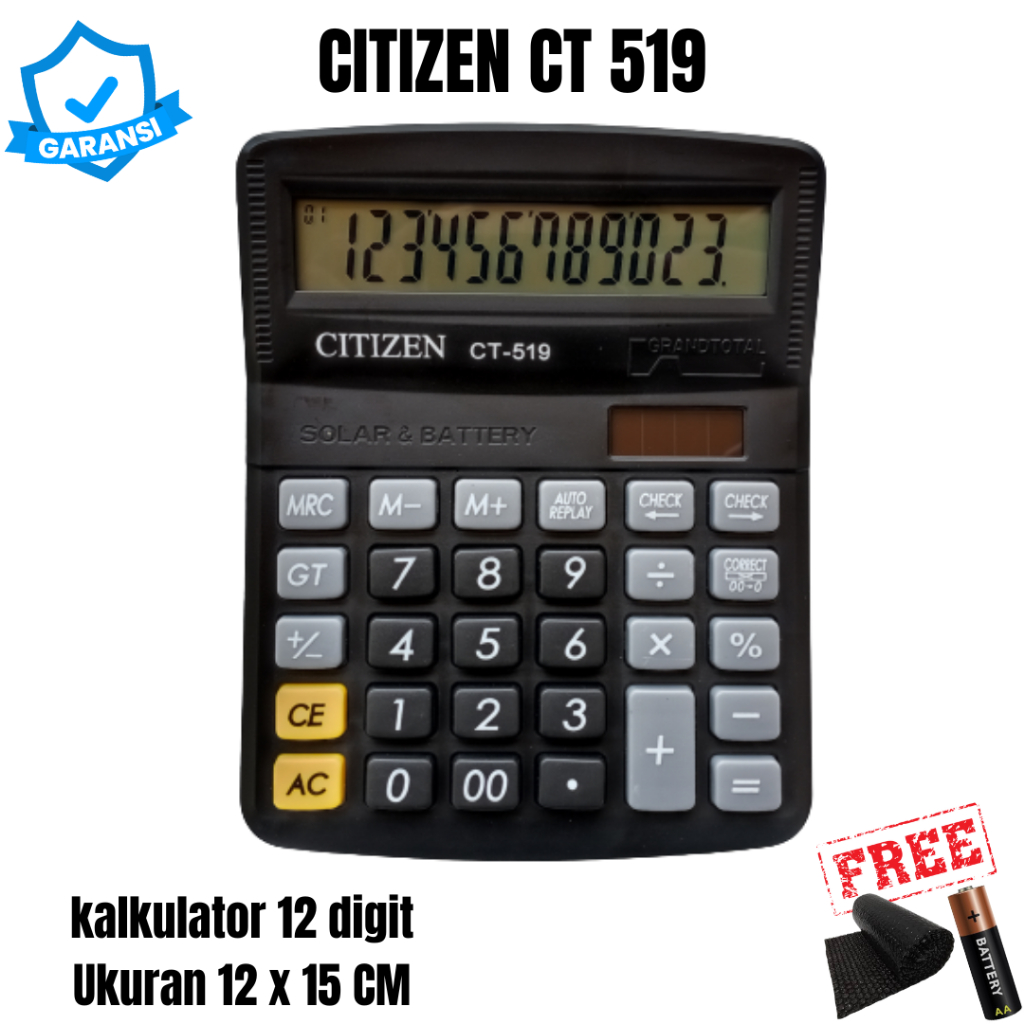 

Kalkulator CT 519 99 Step Replay Check Correct Dual Power Ukuran Display Besar