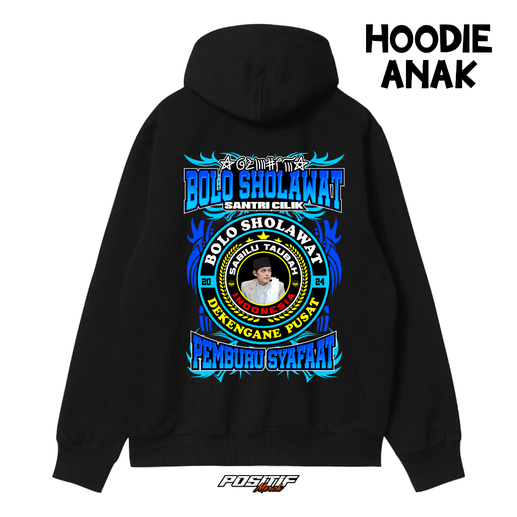 HOODIE JAKET ANAK FLEECE BOLO SHOLAWAT SYEKHERMANIA MAFIA SHOLAWAT