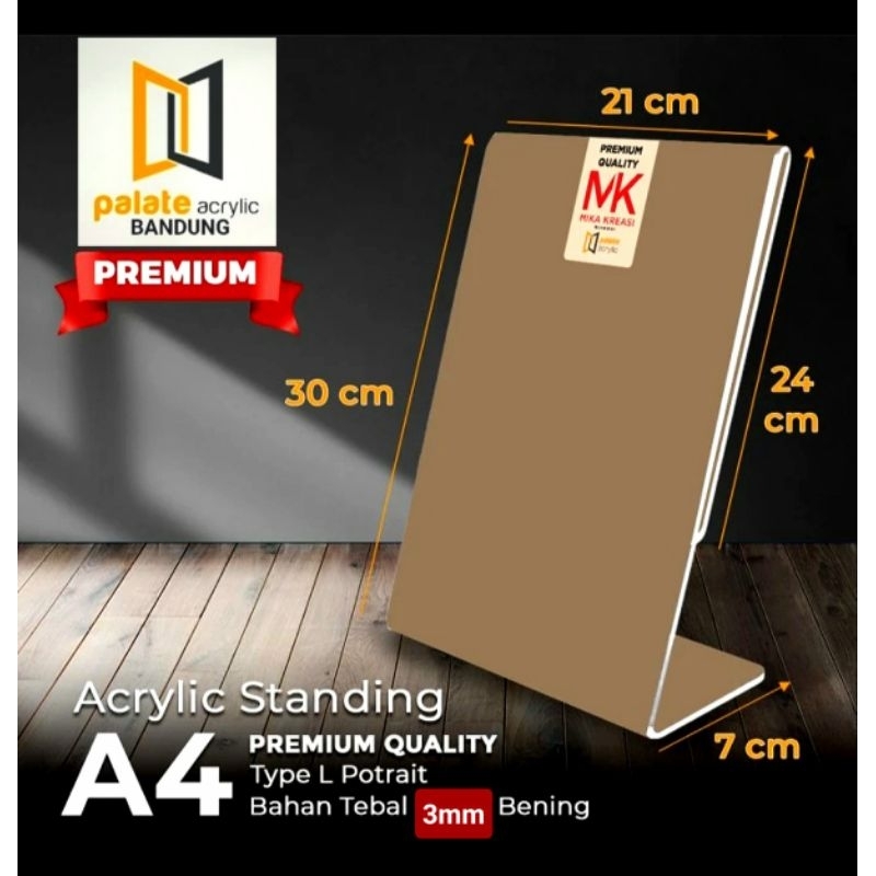 

Akrilik A4 L Portrait tebal 3mm/ Acrylic Tent Holder/ Tent Card A4L Portrait 3mm