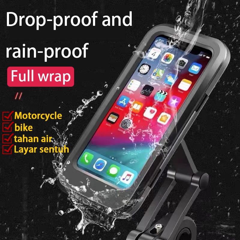 [COD]holder hp motor waterproof- Braket Navigasi Sepeda Motor-Holder Hp Anti air Touchscreen-holder 