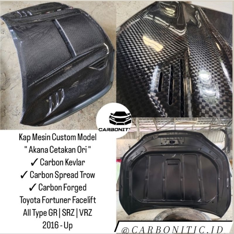 Kap Mesin Custom Model Akana Ver.2 Toyota Fortuner Gr | Vrz | Srz 2016 - Up Carbon Kevlar