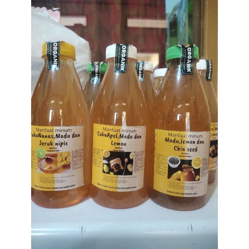 

minuman kesehatan/kesehatan tubuh/kesehatan kulit/minuman organik/cukaapel/cuka nanas/madu/lemon/jeruk nipis/chiaseed/organik 100%