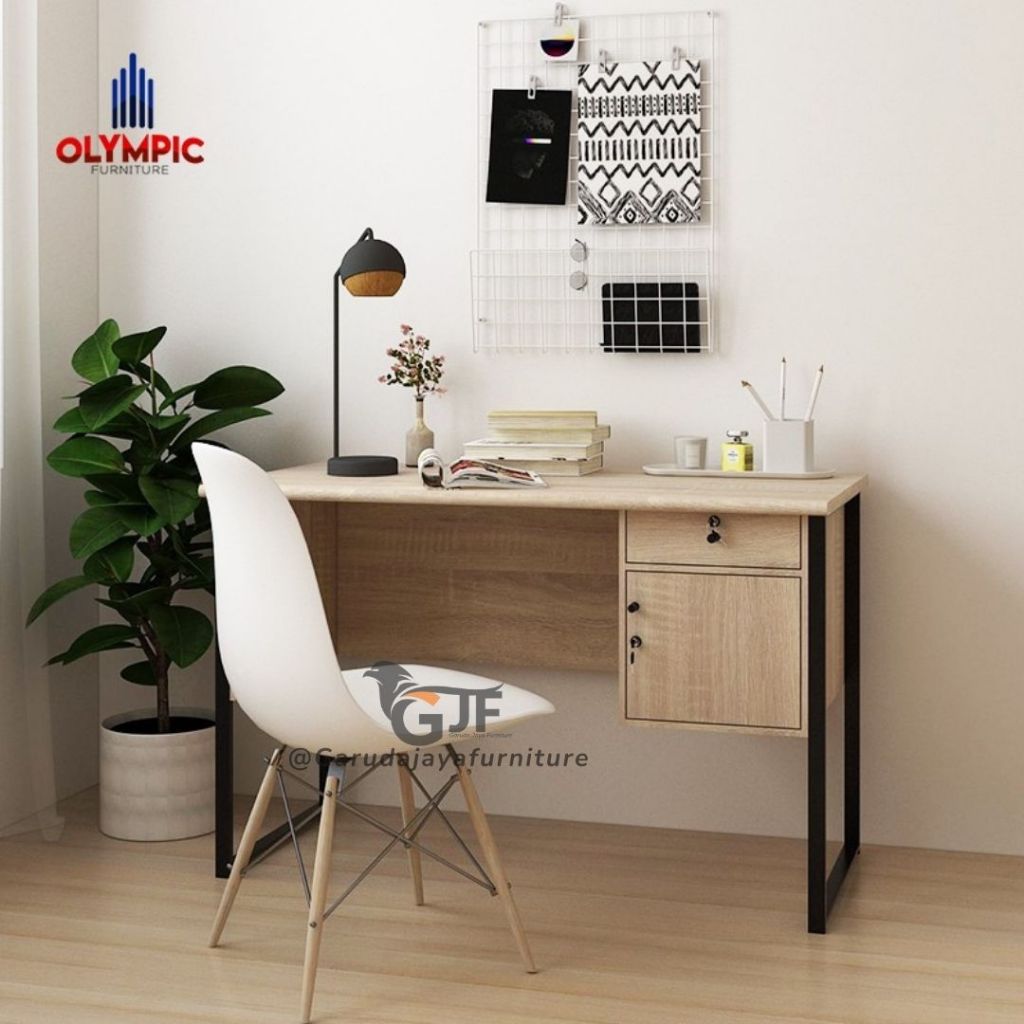 MEJA KERJA SETENGAH BIRO KAKI BESI/ MEJA BELAJAR KAKI BESI / MEJA KANTOR KAKI BESI/ MEJA TULIS - MTS