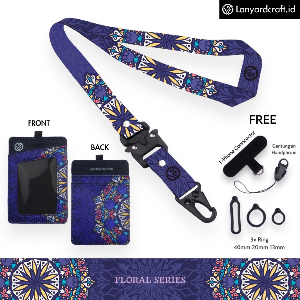 

LC.ID Lanyard Craft Floral V2 Gantungan Tali Holder Card Printing - Floral Series