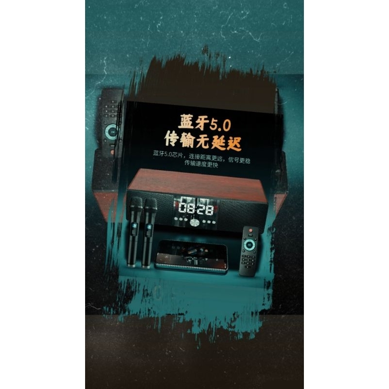 SPEAKER Bluetooth karaoke Retro tipe E11 Dengan 2 Mikrofon Nirkabel