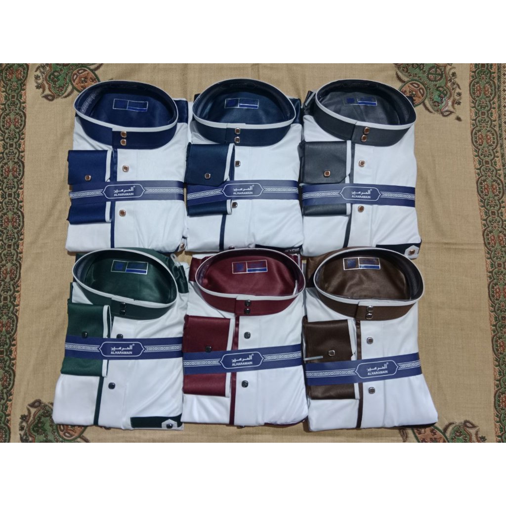 JUBAH PRIA AL HARAMAIN KOMBINASI PREMIUM LENGAN MANSET MODEL 20