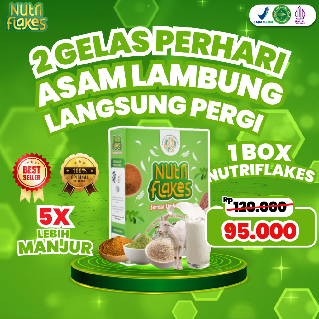 

NUTRIFLAKES ORIGINAL - SEREAL SEHAT UMBI GARUT EFEKTIF MENGATASI ASAM LAMBUNG MAAG GERD