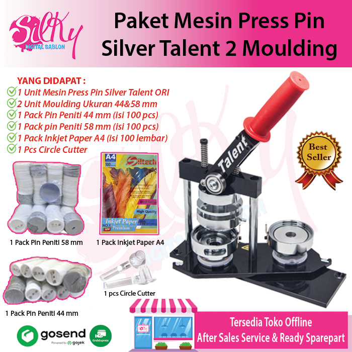 Paket Mesin Press Pin Silver Talent 2 Moulding ( 44mm & 58mm )