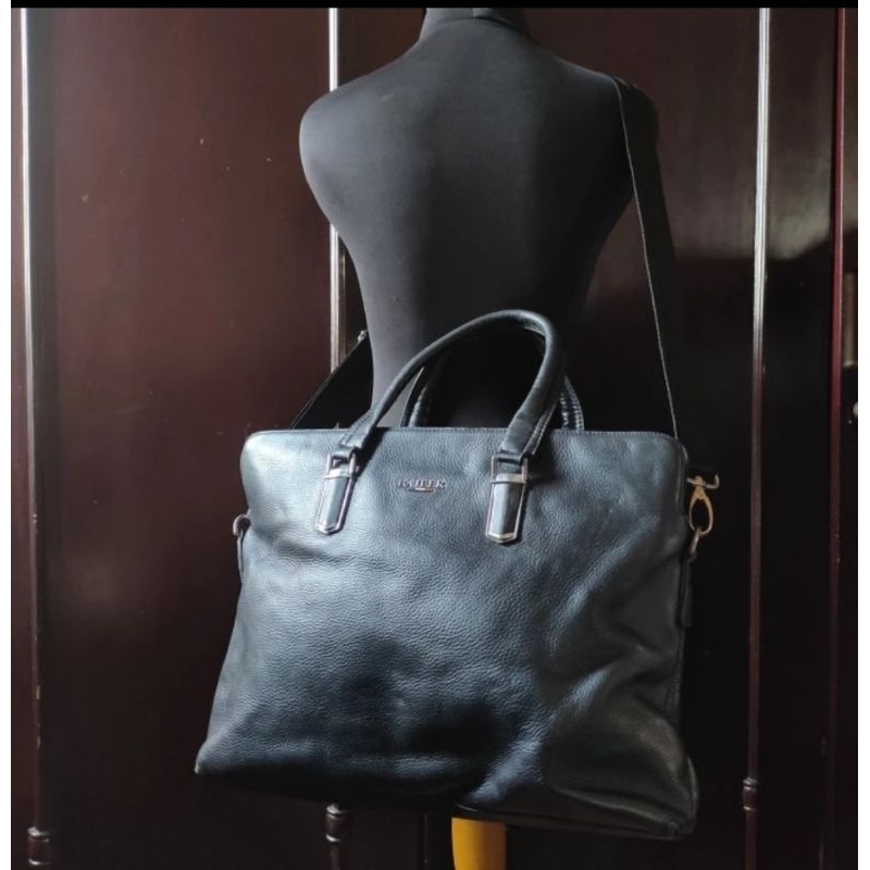 Briefcase/ Tas Kerja Kulit Asli  B A I L I L A O R E N  Hitam Preloved/second