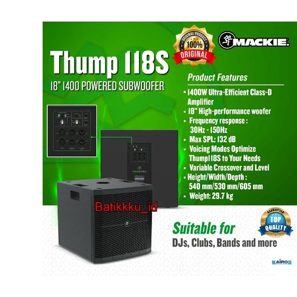 Subwoofer Aktif MACKIE THUMP 118S THUMP 118 S Original 18 Inch 1400 Watt