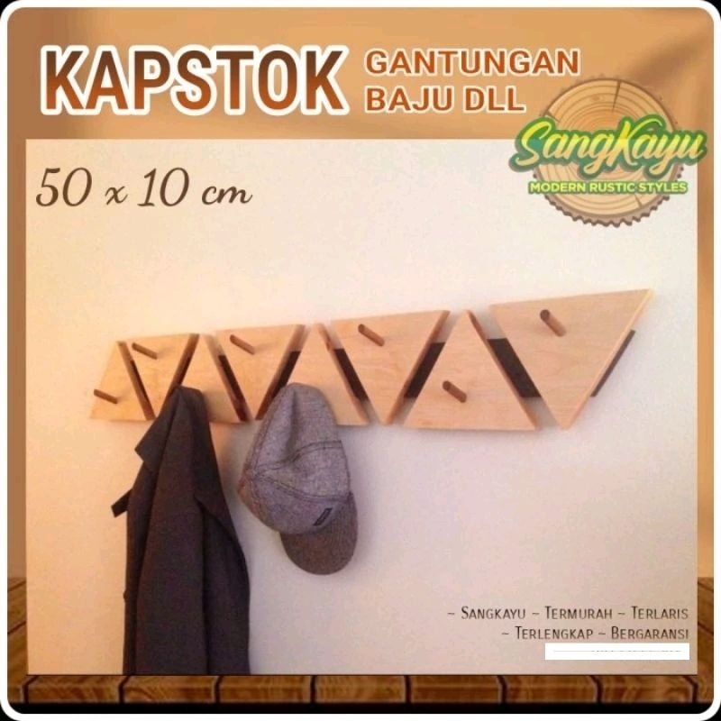 Kapstok kayu gantungan baju rak dinding rak baju rak gantungan kayu