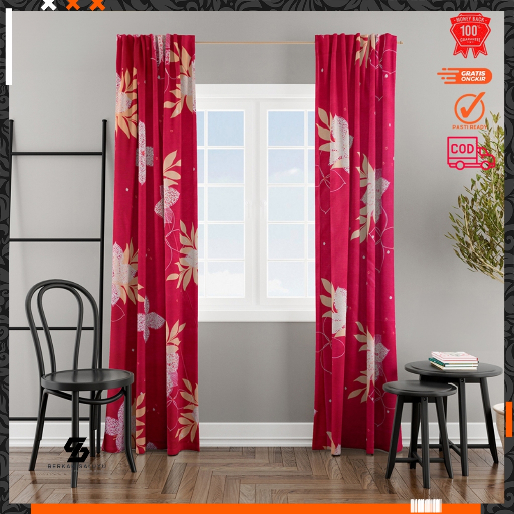 gorden panjang jendela/pintu/murah/hordeng size 120x200cm FREE HOOK dan TALI