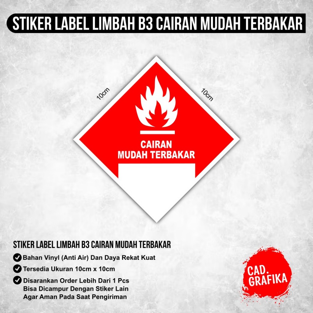 

Stiker Simbol Label K3 Limbah B3 Hazmat Cairan Mudah Terbakar