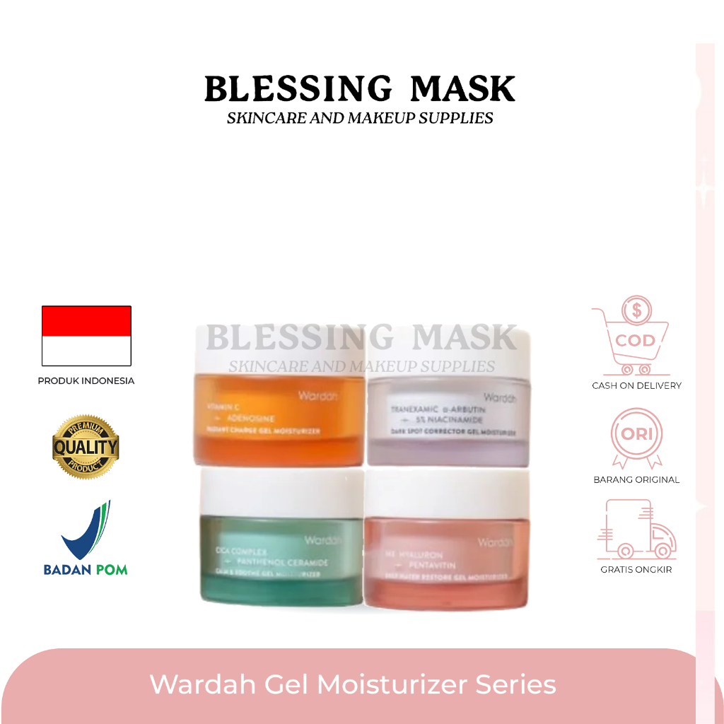 Wardah Gel Moisturizer - Pelembab Wajah | Calm Redness & Soothe ACNE | Dark Spot Corrector | Radiant