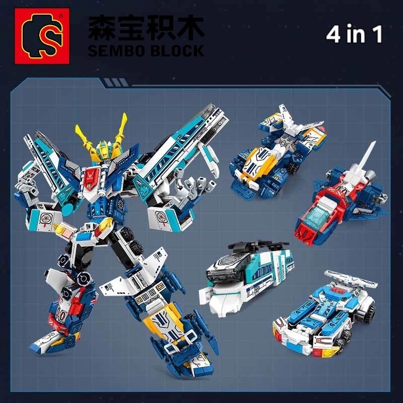 SEMBO BLOCK BRICKS MECHA OF STEEL 4IN1 / MAINAN BLOCK ROBOT MECHA OF STEEL