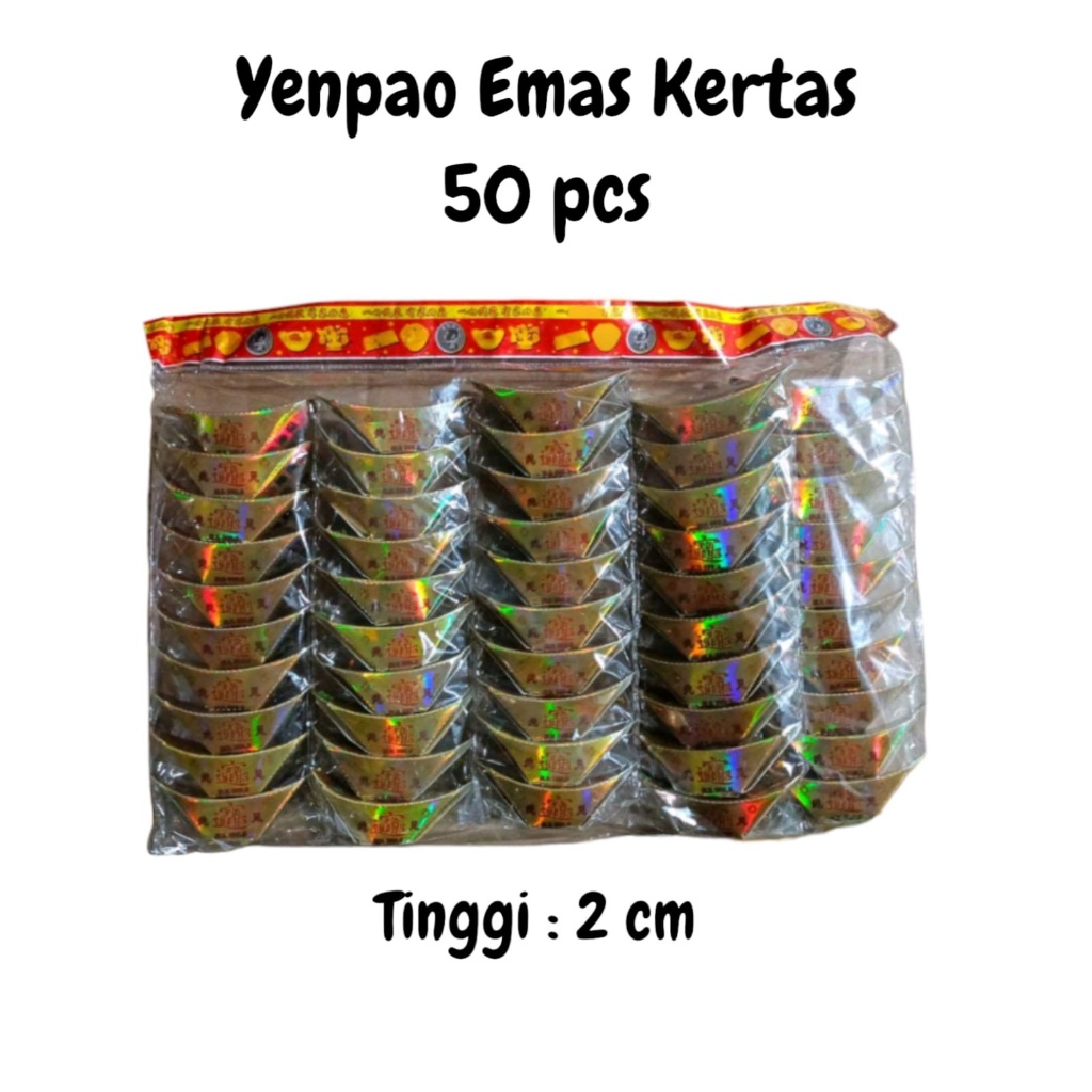 Uang Emas Ingot Kertas isi 50 pcs Untuk Sembahyang Leluhur Yenpao Yuanbao