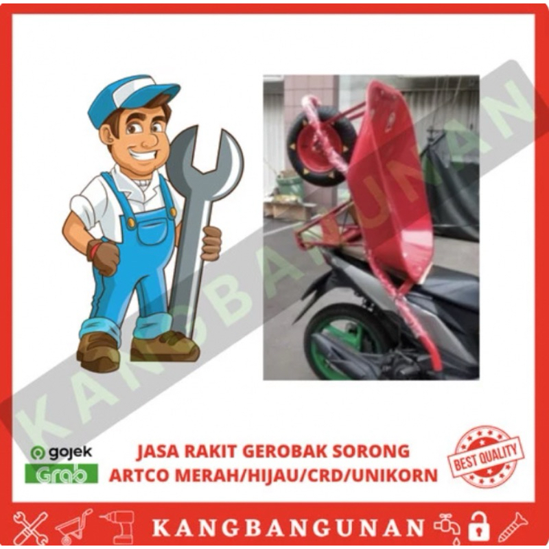 Jasa rakit Gerobak Sorong Gojek/Grab motor only