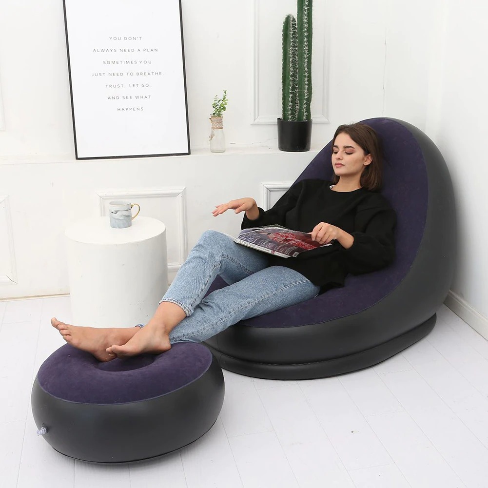 Sofa Malas Lazy Bean Bag Inflatable dengan Bantalan Kaki