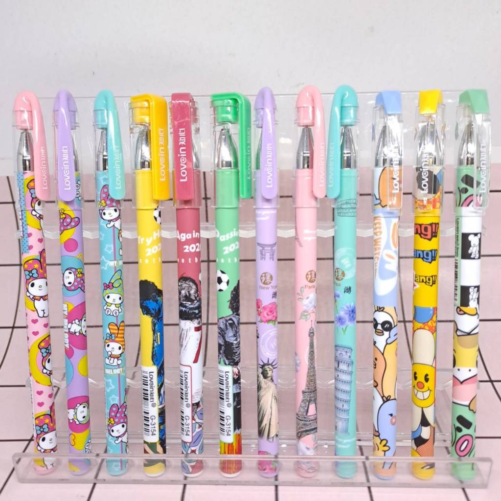 

(3 Pcs) Bolpen Gel Lovein Zhi Xin Melody Kuromi Pochacco Sanrio BT21 Chibi Girl Fancy 0,35mm