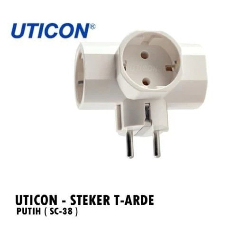 Uticon Steker T 3 Lubang Terminal Listrik Steker Arde