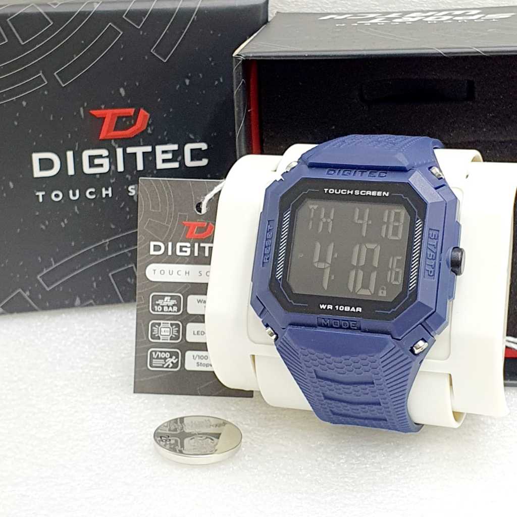 JAM TANGAN PRIA ORIGINAL DIGITEC 8085 TOUCH SCREEN FREE BATRAI TALI RUBBER