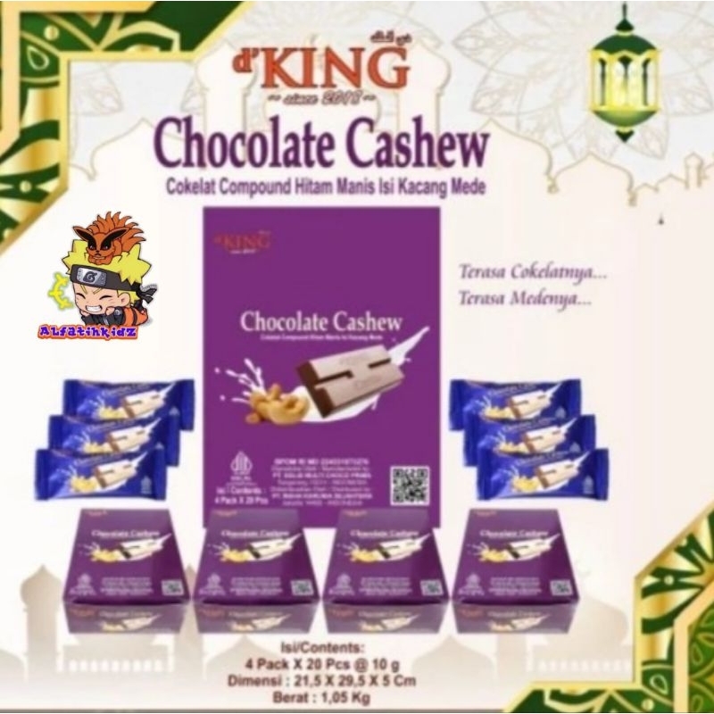 

d'King Coklat Cashew isi 4pack @ 20pcs | 1box