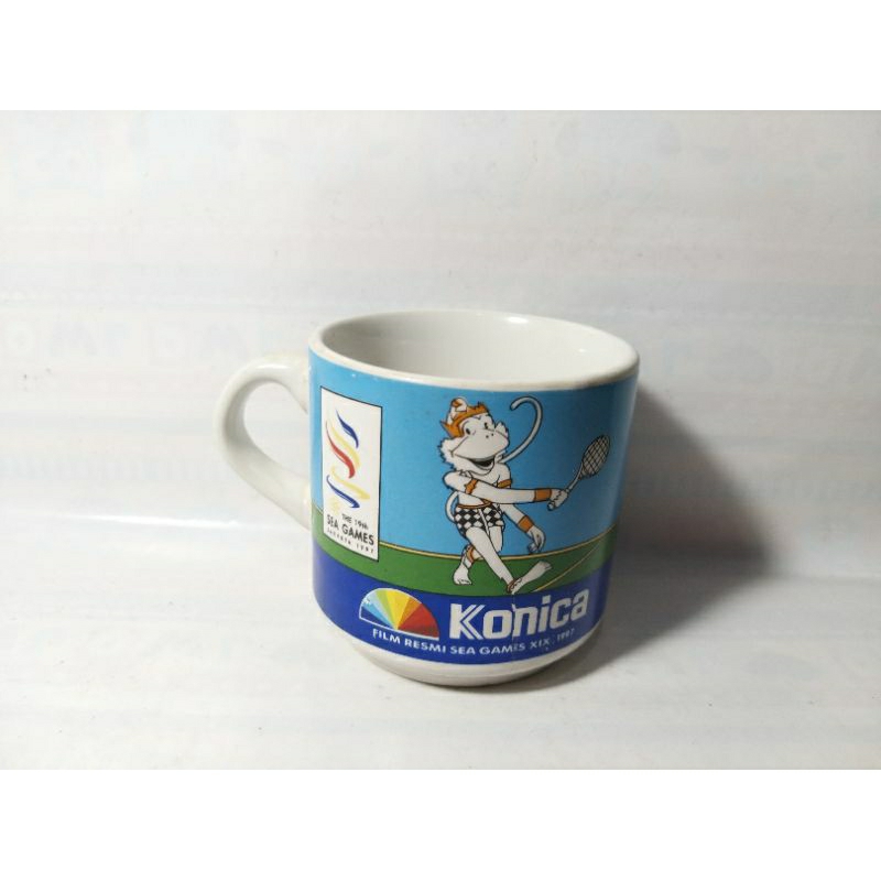 Gelas Mug Cangkir Tempat Minum Hanoman Tennis Tenis Asean Sea Games 1997 Konica Film Drinking Glass 