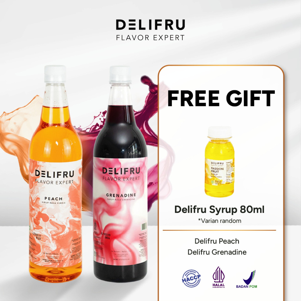 

Delifru Paket Bundling Syrup Grenadine 1L + Sirup Peach 1L