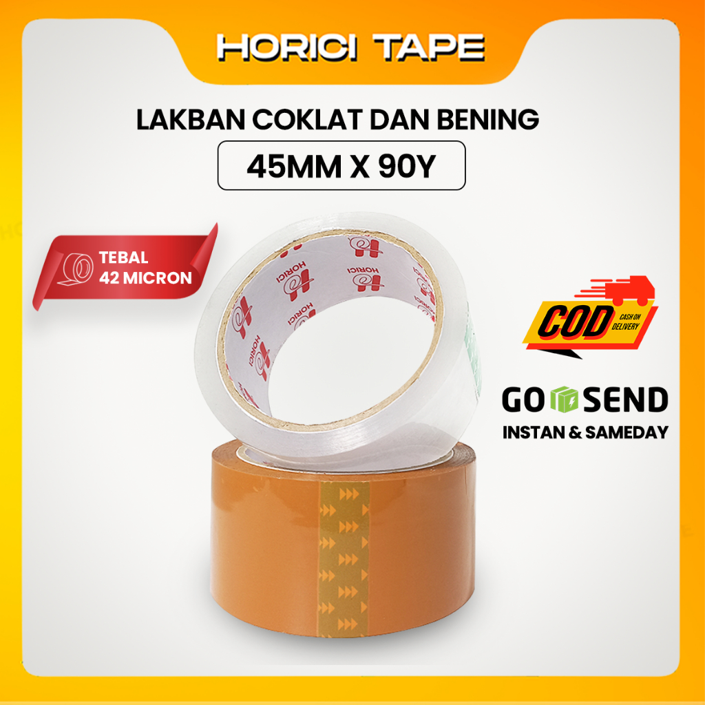 

HORICI Lakban OPP Bening Clear & Coklat 45MM x 90Y 42Mic