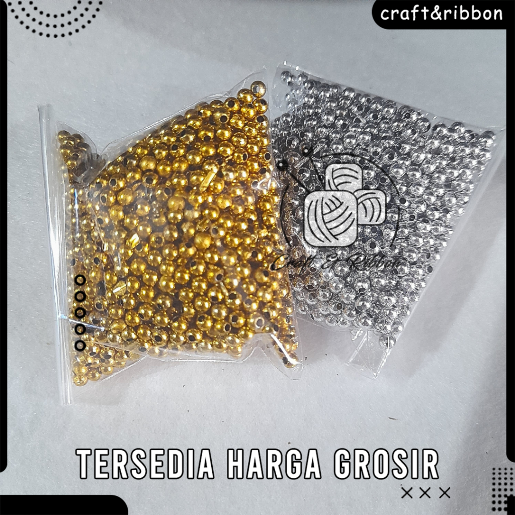 Mutiara Emas Perak 3 & 5 mm Per 25 Gram