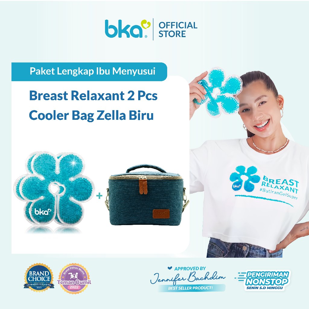 Bundling Murah Breast Relaxant isi 2 Pcs & Cooler Bag Zella Biru [Free Ice Gel & Botol Kaca ASI BKA]