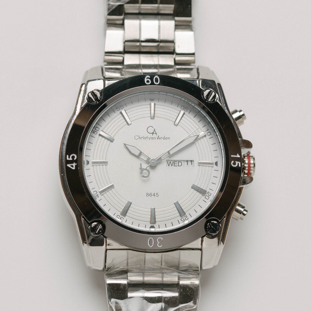 Jam Tangan Rantai Pria Christyan Arden DAY DATE EDITION CA8645 GTH - White Dial (46mm) - Pesta gajia