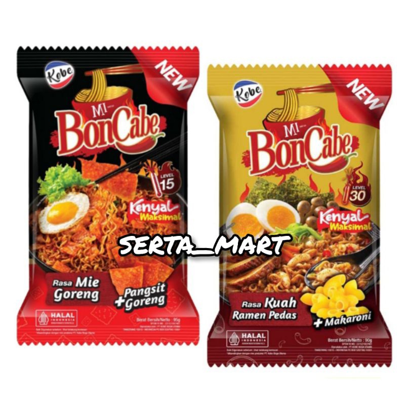 

Kobe Mi BonCabe Goreng Level 15 95gr - Level 30 Ramen Pedas 90gr - Mie Bon Cabe