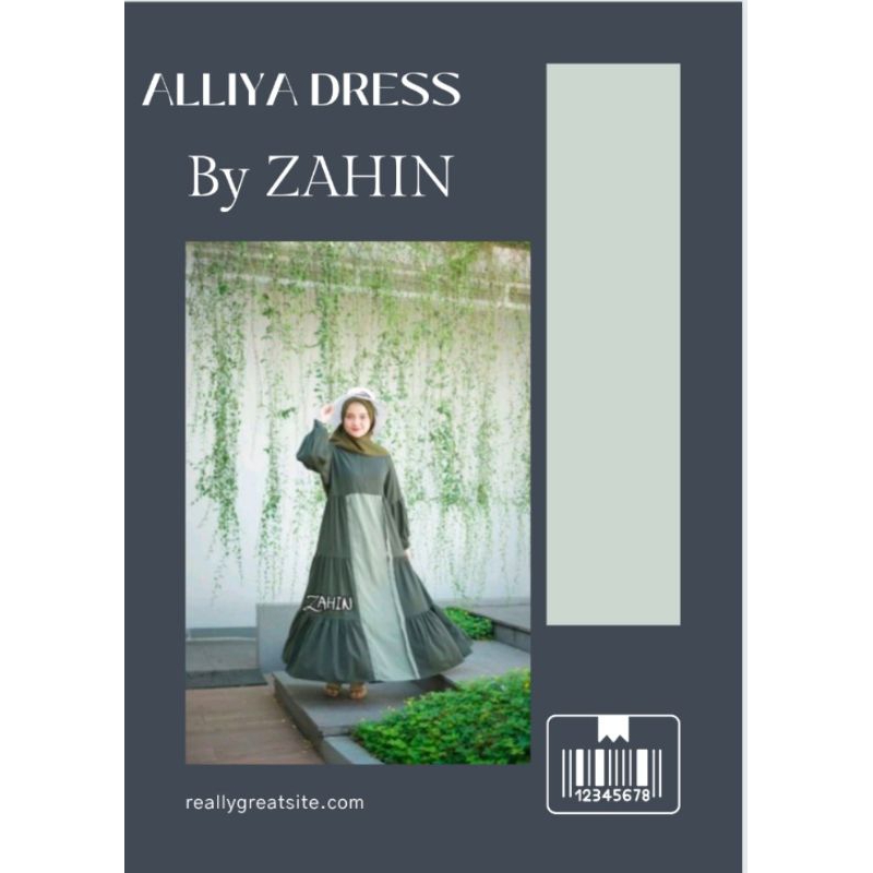 ALLIYA DRESS ORIGINAL ZAHIN GAMIS MOSCREPE PREMIUM ELEGAN OUTFIT WANITA KEKINIAN