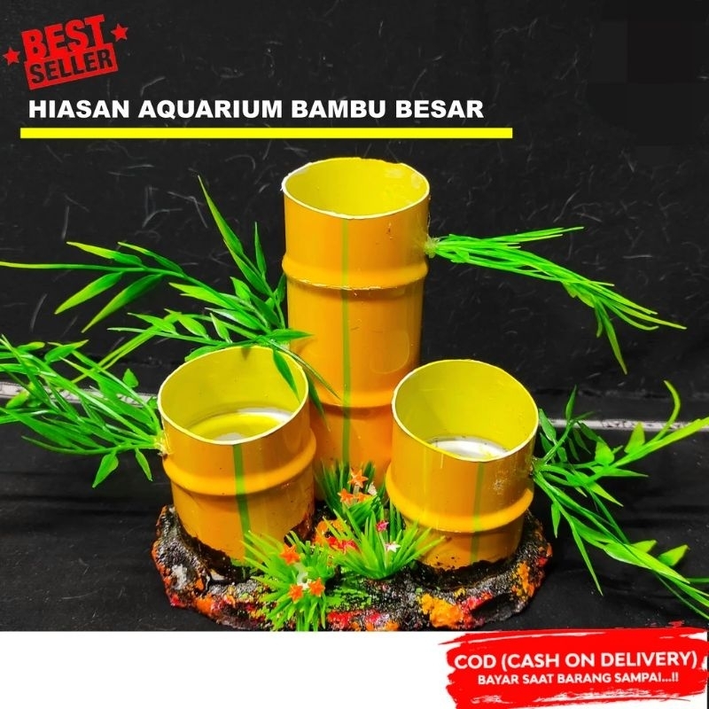 Hiasan aquariu bambu besar rumah ikan bambu