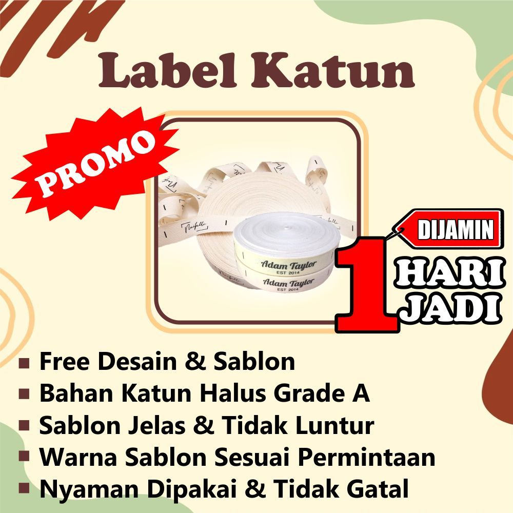 label baju, label hijab, label merk, label katun,label brand,murah 1roll 10meter bisa jadi 200pcs la