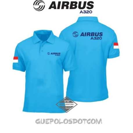 Poloshirt Kerah PESAWAT AIRBUS LOGO A320 - poloshirt sablon depan belakang airbus A320