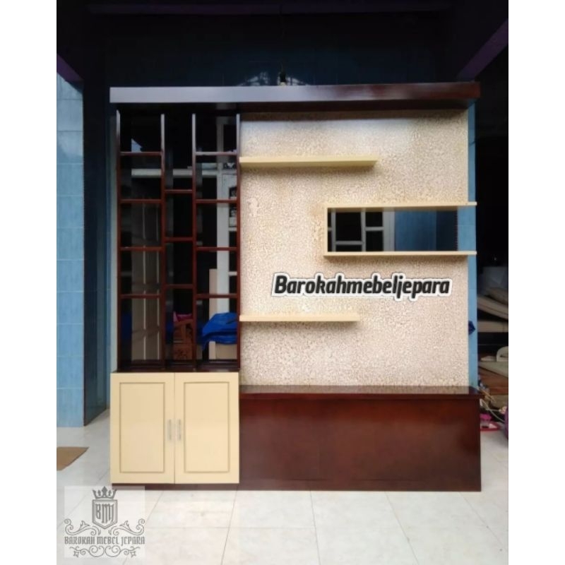 Partisi Jati Penyekat ruangan dua muka , sketsel ruangan jati , pembatas ruang tamu minimalis