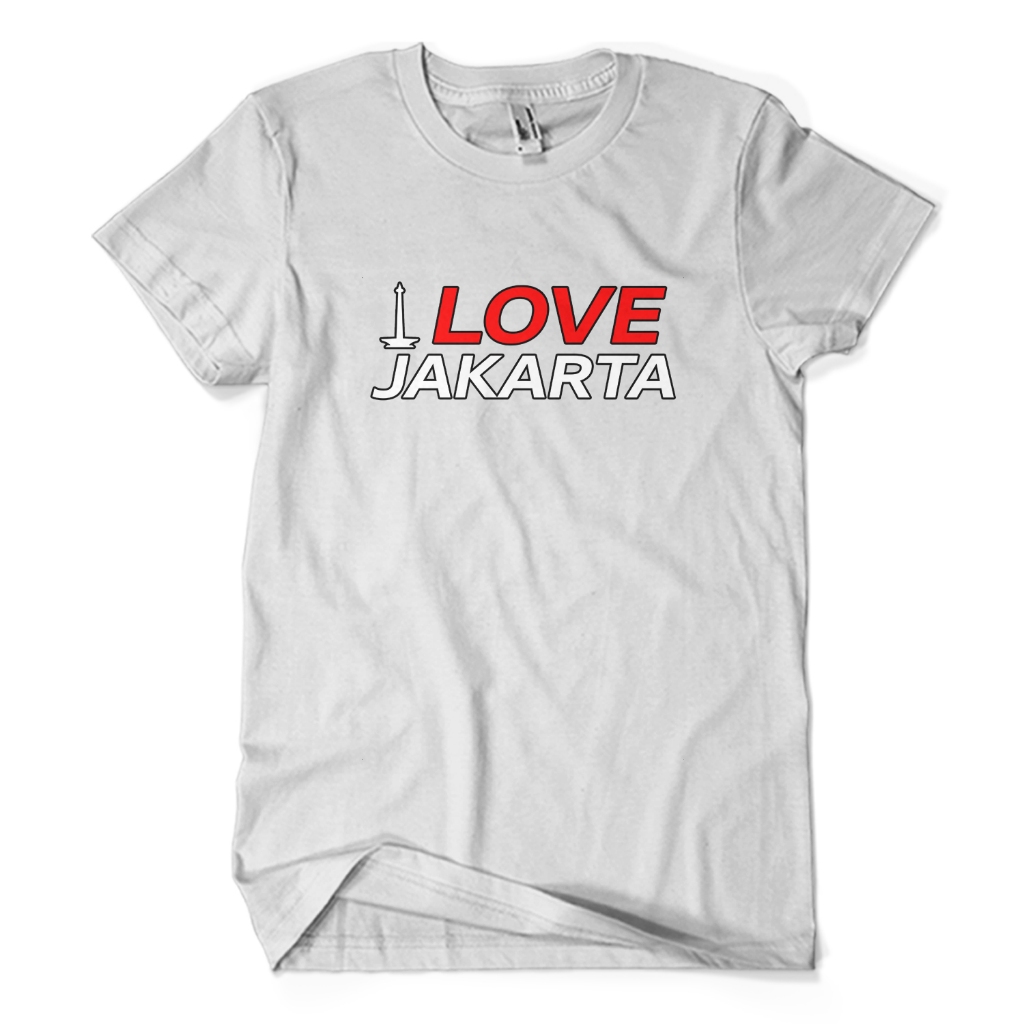 Kaos Distro Premium I LOVE JAKARTA - Baju Wisata Liburan Oleh-Oleh JKT Unisex Dewasa