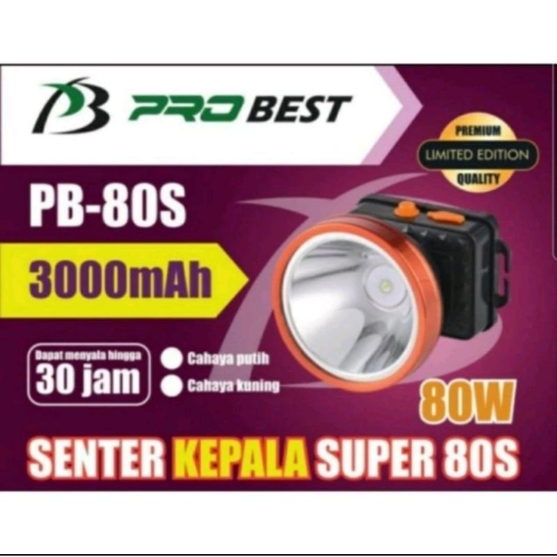 Senter kepala Probest model PB-80S 3000mAh Senter kepala super PB-80S