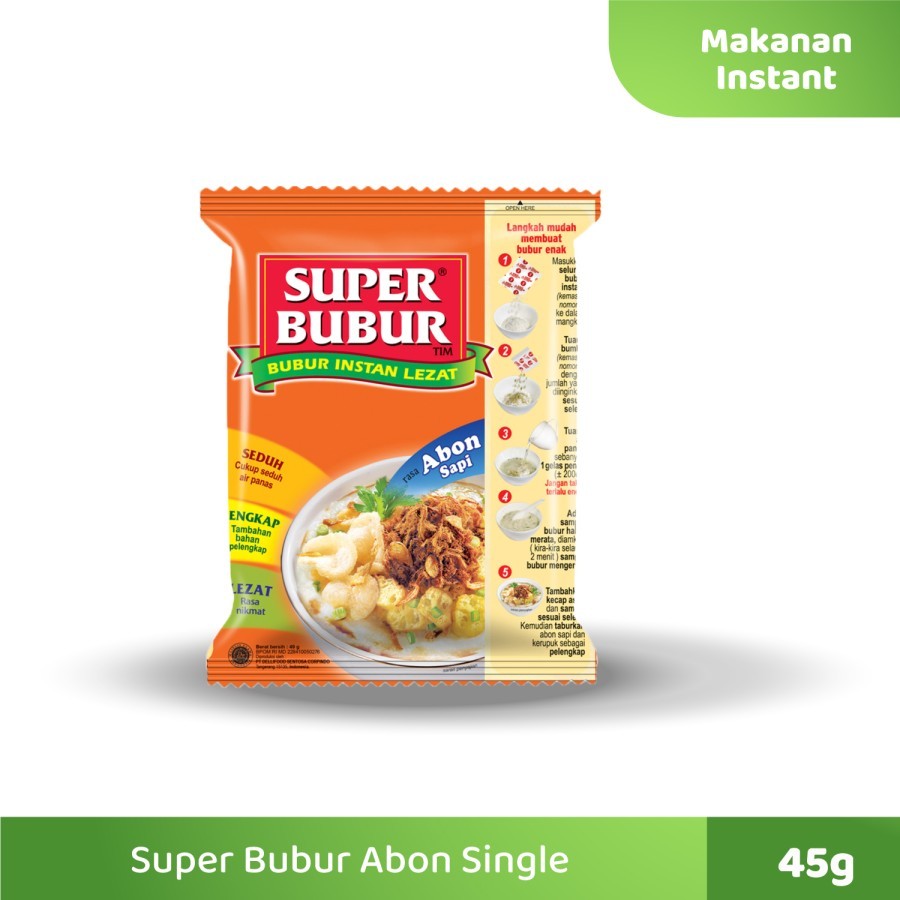 

Super Bubur Abon Sapi Instan Single 45 Gram