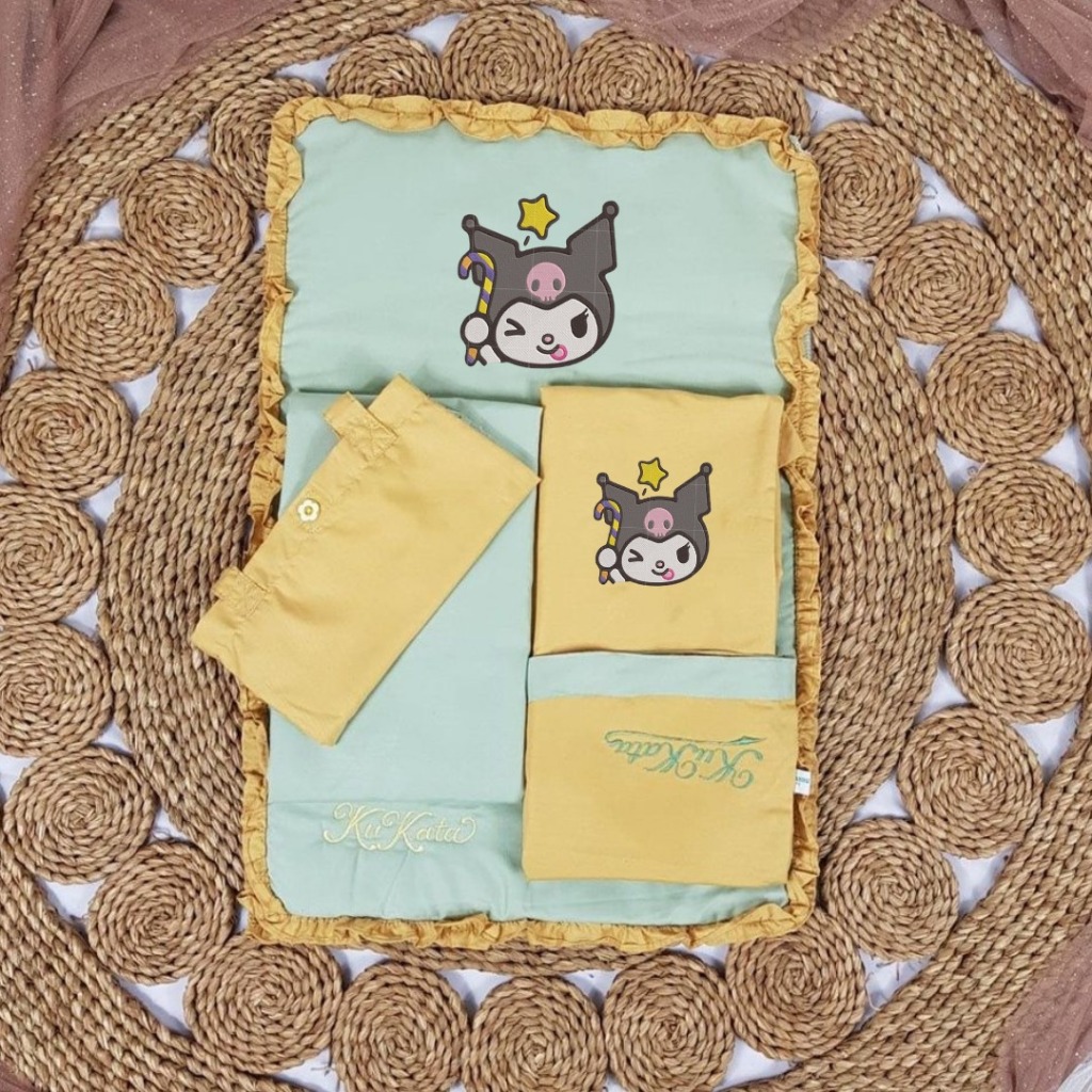 MUKENA SET ANAK DEWASA SAJADAH CUSTOM BORDIR NAMA KARAKTER KUROMI / MUKENA GIFT LEBARAN