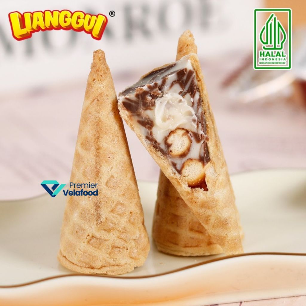 

[HALAL] LIANGGUI CHOCOLATE CONES 108g CHOCOLATES BISKUIT COKLAT BENTUK ICE CREAM ICE CONES WAFER