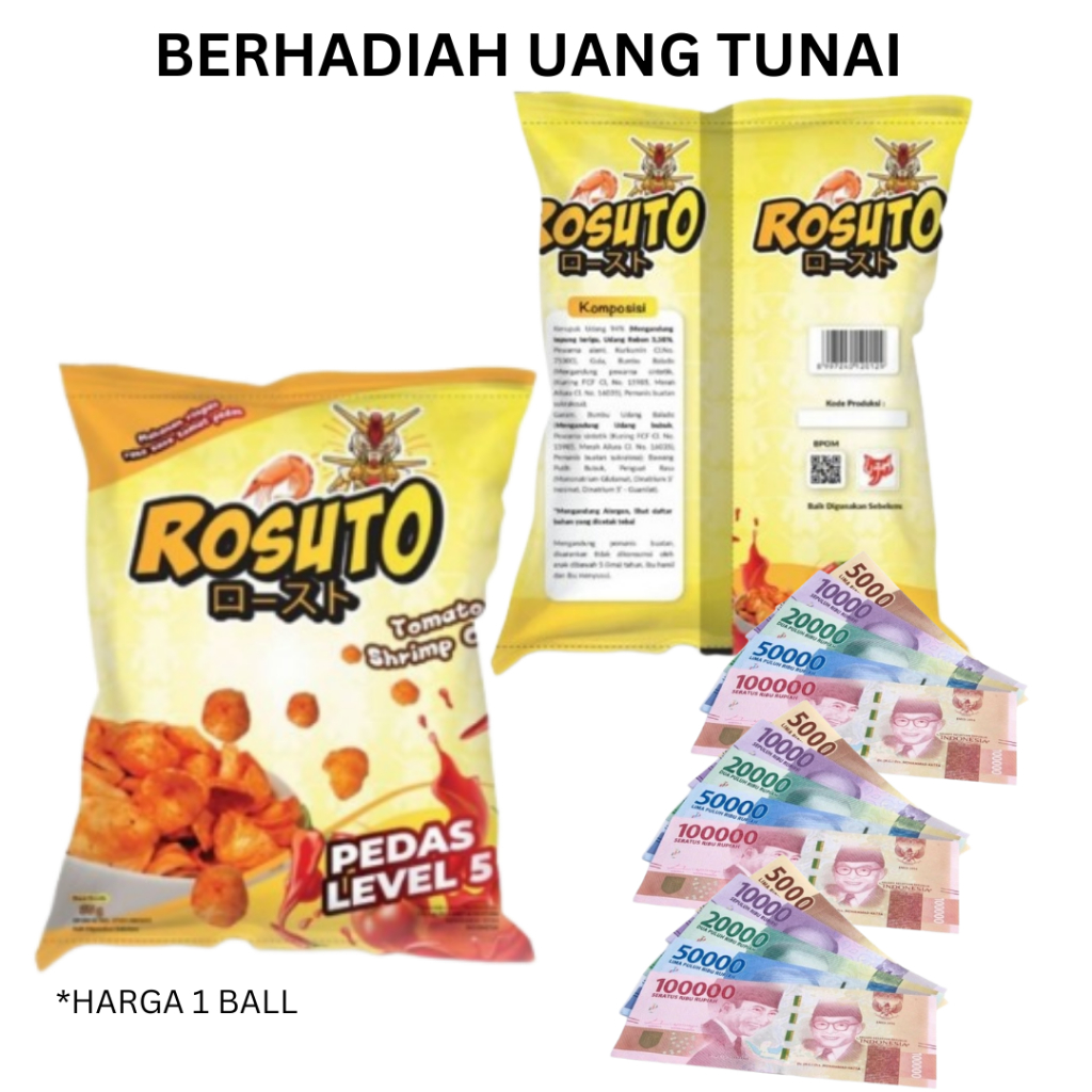 

✅SNACK Rosuto Berhadiah uang JIKA BERUNTUNG ! ( harga 1 bal )
