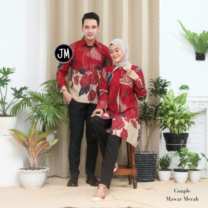 Baju Batik Couple Modern Atasan Baju Batik Pria Wanita Kantor