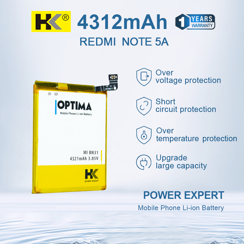 Original HK Optima Baterai Redmi Note 5A BN31 4312 mAh 3.85V Double IC